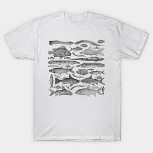 Black and white fish pattern T-Shirt